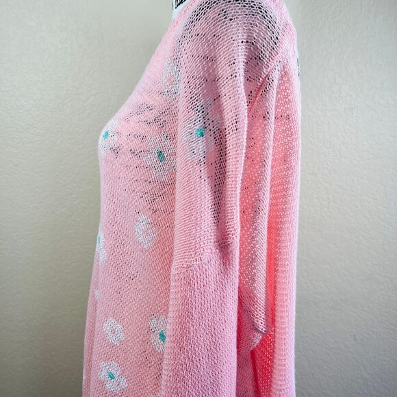 Mine Girly Daisy Print Long Sleeve Corset Back Knit Pullover Sweater Top Edge 3X - Picture 6 of 16